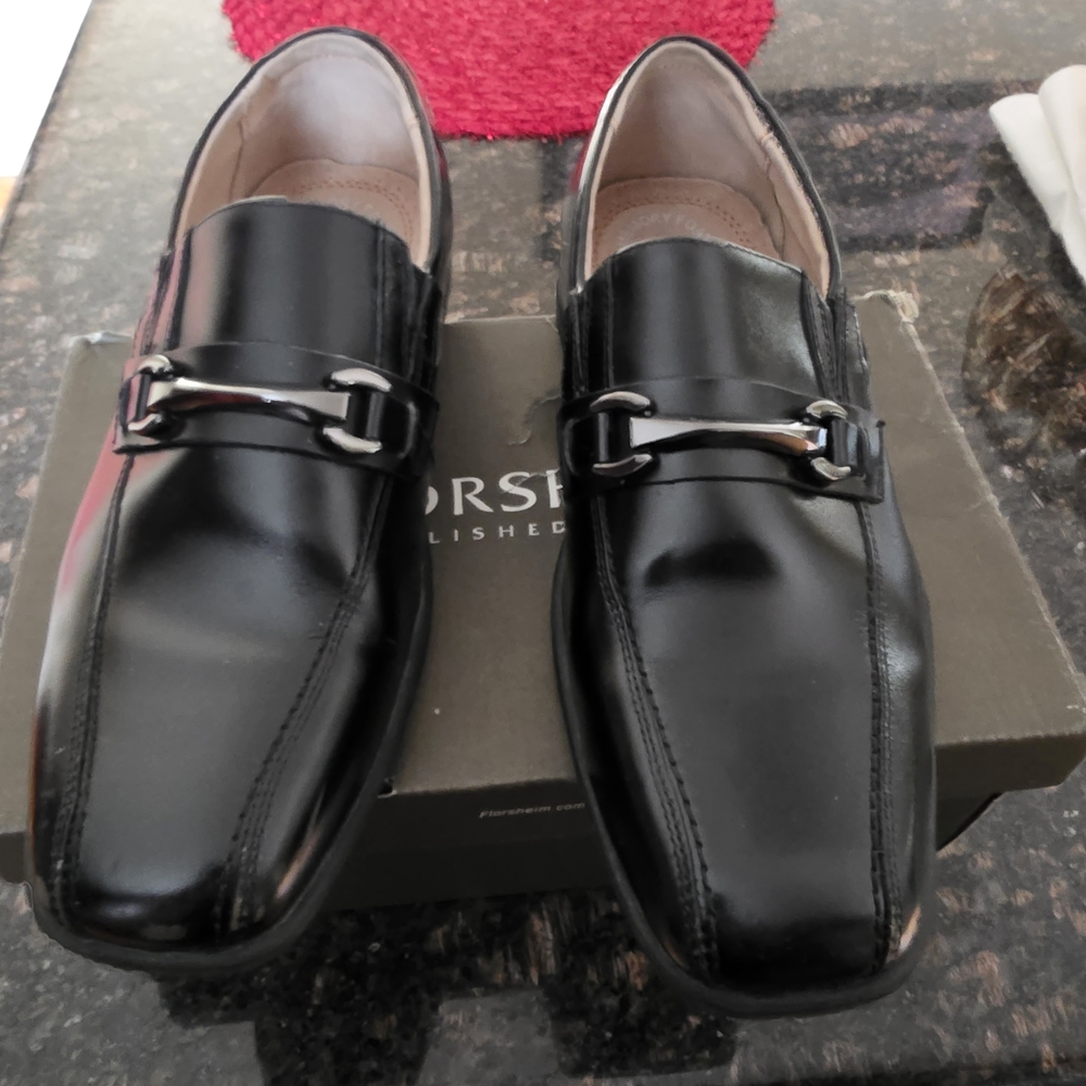 Florsheim Black Leather Dress Loafers with Silver Bit